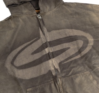 NEW LOGO WASHED ZIP HOODIE IN BROWN