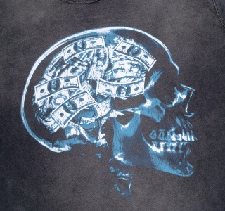 MONEY IN MY MIND WASHED TEE IN GREY