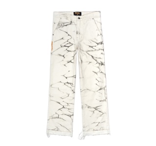WAVY WASHES DOUBLE KNEES PANTS IN WHITE