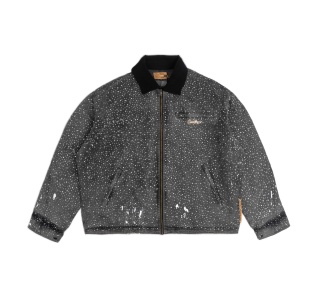 $MAKER $TUDIO $WAROVSKI WASHED WORKER JACKET IN GREY