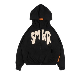 SMKR ZIP HOODIE IN BLACK