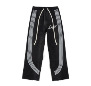 LOGO STRIPES WASHED SWEAT PANTS IN BLACK