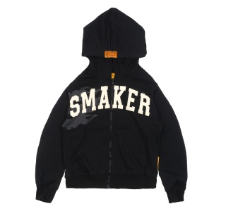 PATCH LOGO ZIP HOODIE IN BLACK