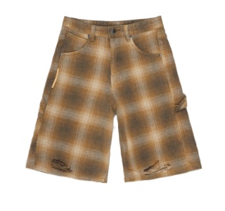 PLAID WASHED BAGGY SHORT