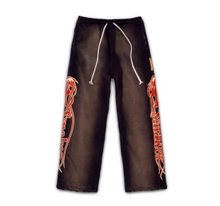FIRE LOGO WASHED SWEAT PANTS IN BROWN