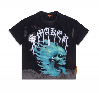 FLAME $MAKER WASHED TEE IN BLACK