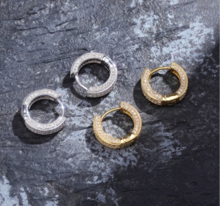 ICED OUT EARRING IN GOLD/SILVER