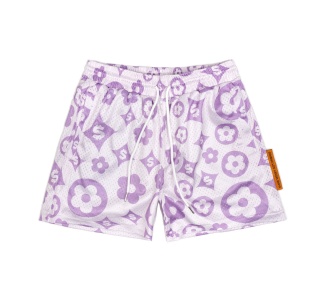 FLOWER LOGO MESH SHORTS IN PURPLE 