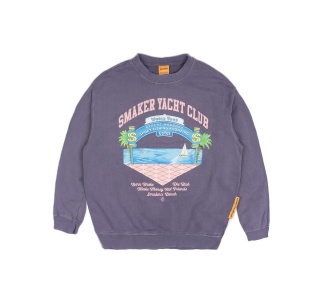YACHT CLUB WASHED SWEATER IN DARK PURPLE