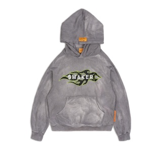 TRIBAL LOGO WASHED HOODIE IN GREY