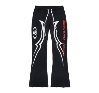 SMAKER FLAME FLARE SWEAT PANTS IN BLACK 