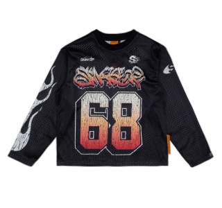 68 MESH LONG SLEEVE TEE IN BLACK