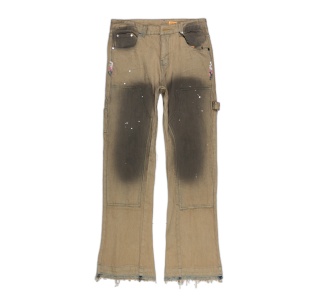 SPLASHED FLARE JEANS IN DIRT BROWN 