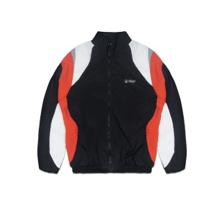 METAL LOGO WINDBREAKER NYLON JACKET IN BLACK