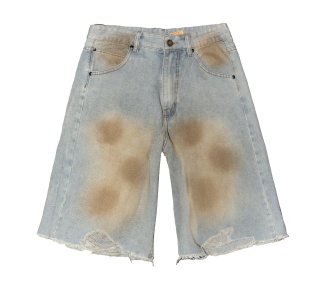 DISTRESSED WASHED BAGGY SHORT JEANS IN DIRT