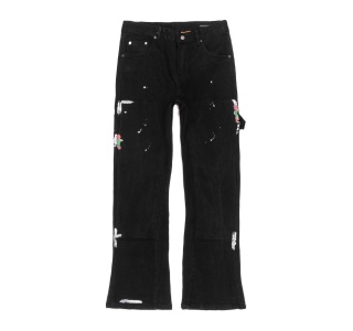 SPLASHED FLARE JEANS IN BLACK