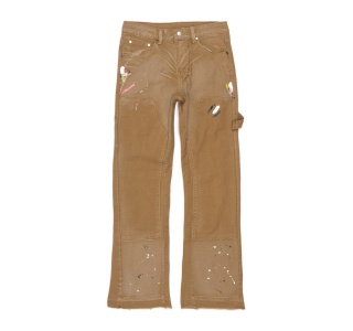 SPLASHED FLARE JEANS IN OCHRE