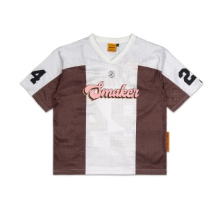 24 MESH JERSEY IN STRIPE WHITE/ BROWN