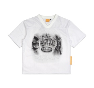 SMAKER STUDIO MESH V NECK TEE IN WHITE