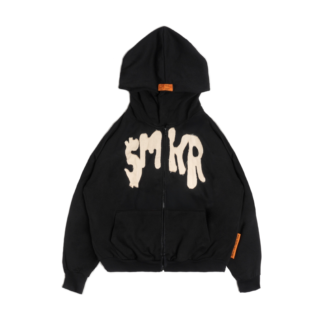 SMKR ZIP HOODIE IN BLACK