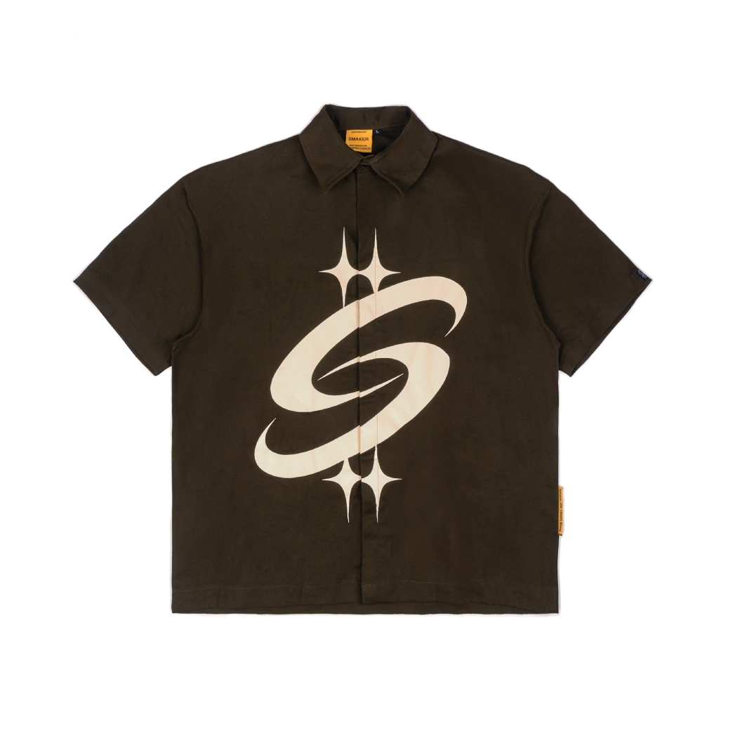 BIG LOGO KHAKI SHIRT IN BROWN