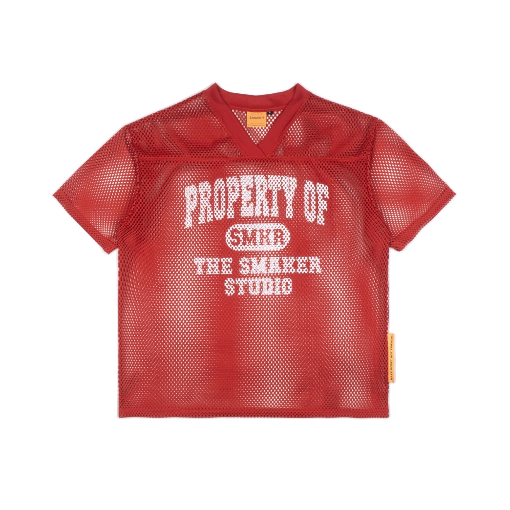 PROPERTY MESH BOXY TEE IN RED