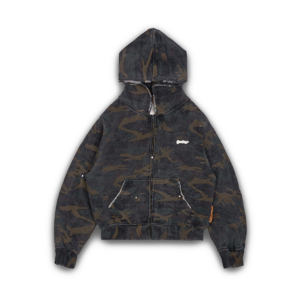 LOGO WASHED HOODIE IN CAMO