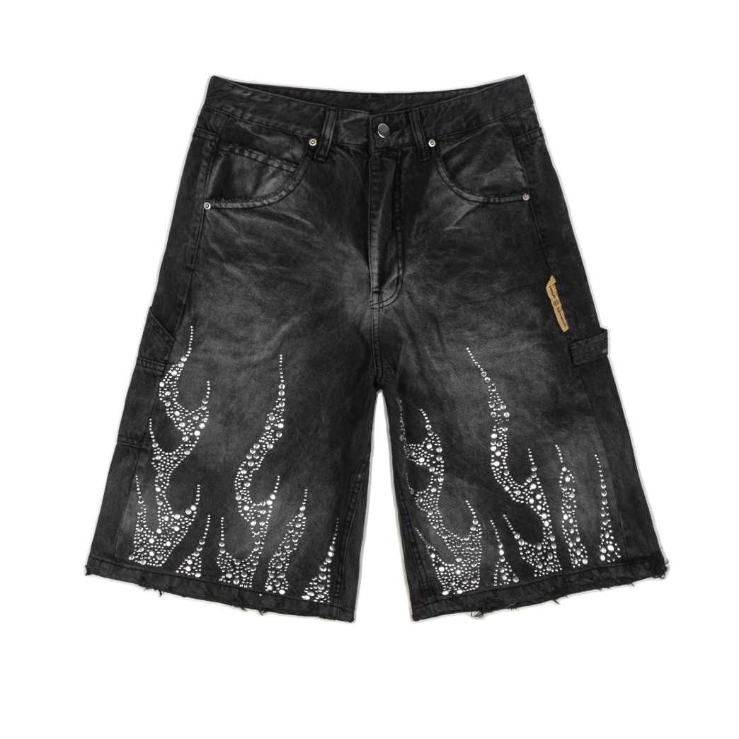 DIAMOND FLAME WASHED BAGGY SHORT IN GREY