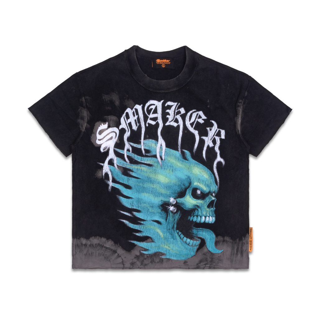 FLAME $MAKER WASHED TEE IN BLACK