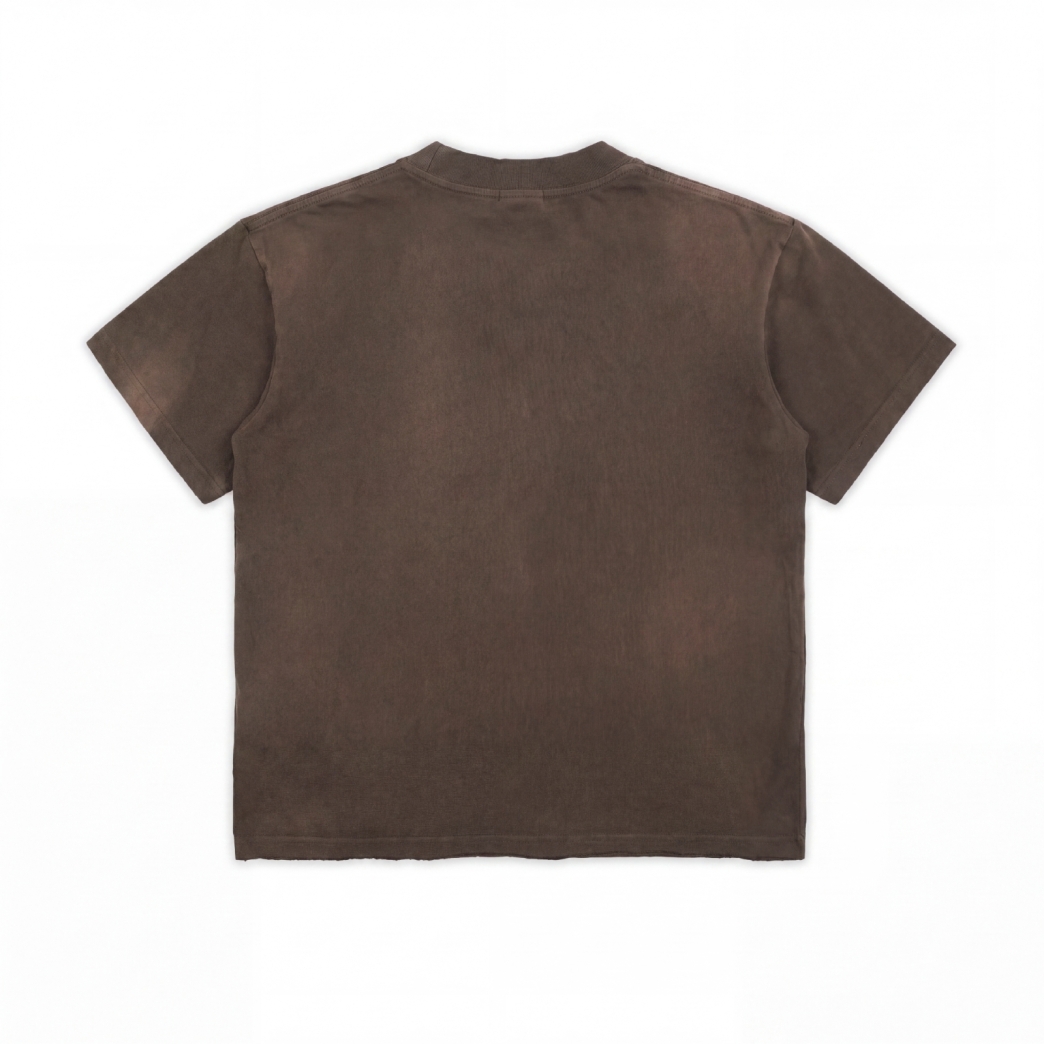 CHAIN & CROSS WASHED TEE IN BROWN