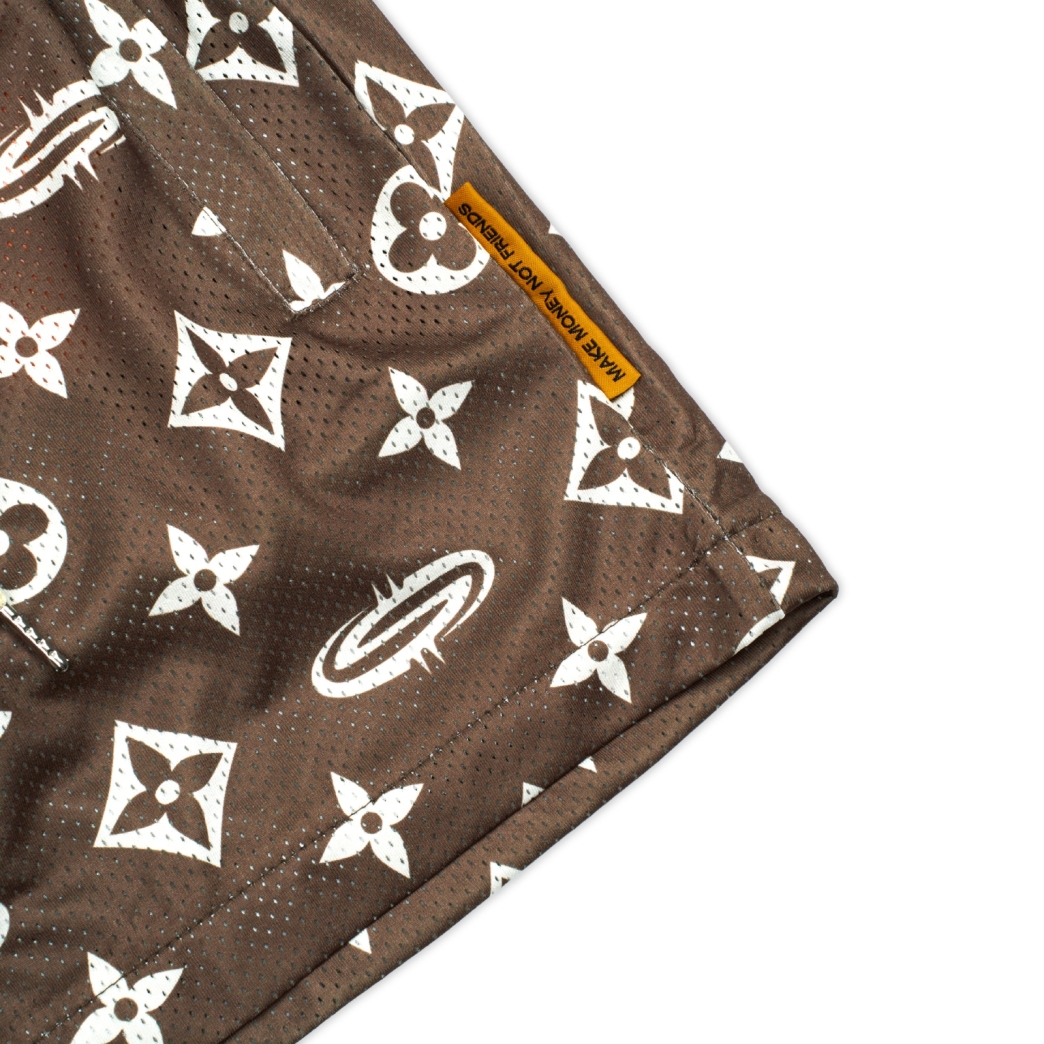 "PATTERN LOGO" MESH SHORT IN BROWN
