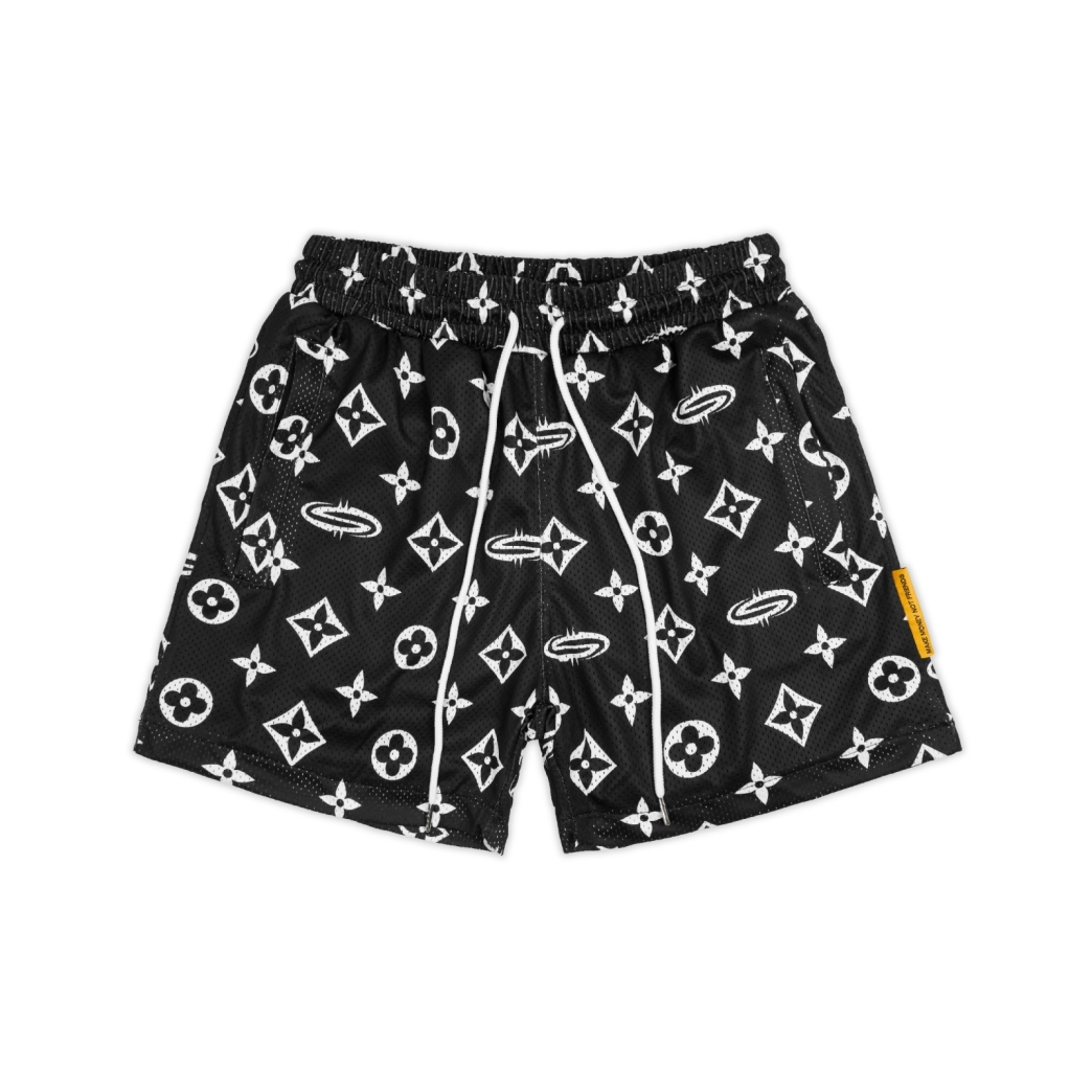"PATTERN LOGO" MESH SHORT IN BLACK