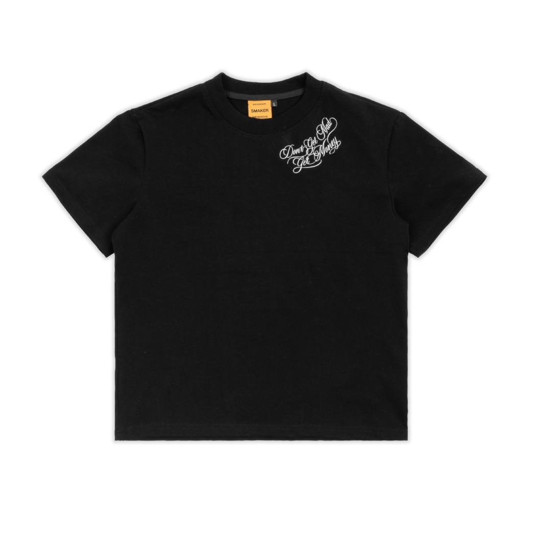 DON’T GET MAD EMBROIDERY TEE IN BLACK