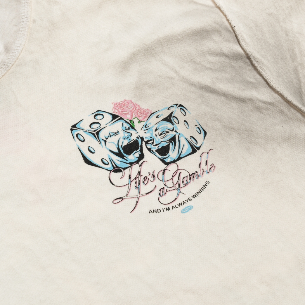 LIFE IS A GAMBLE WASHED TEE IN CREAM