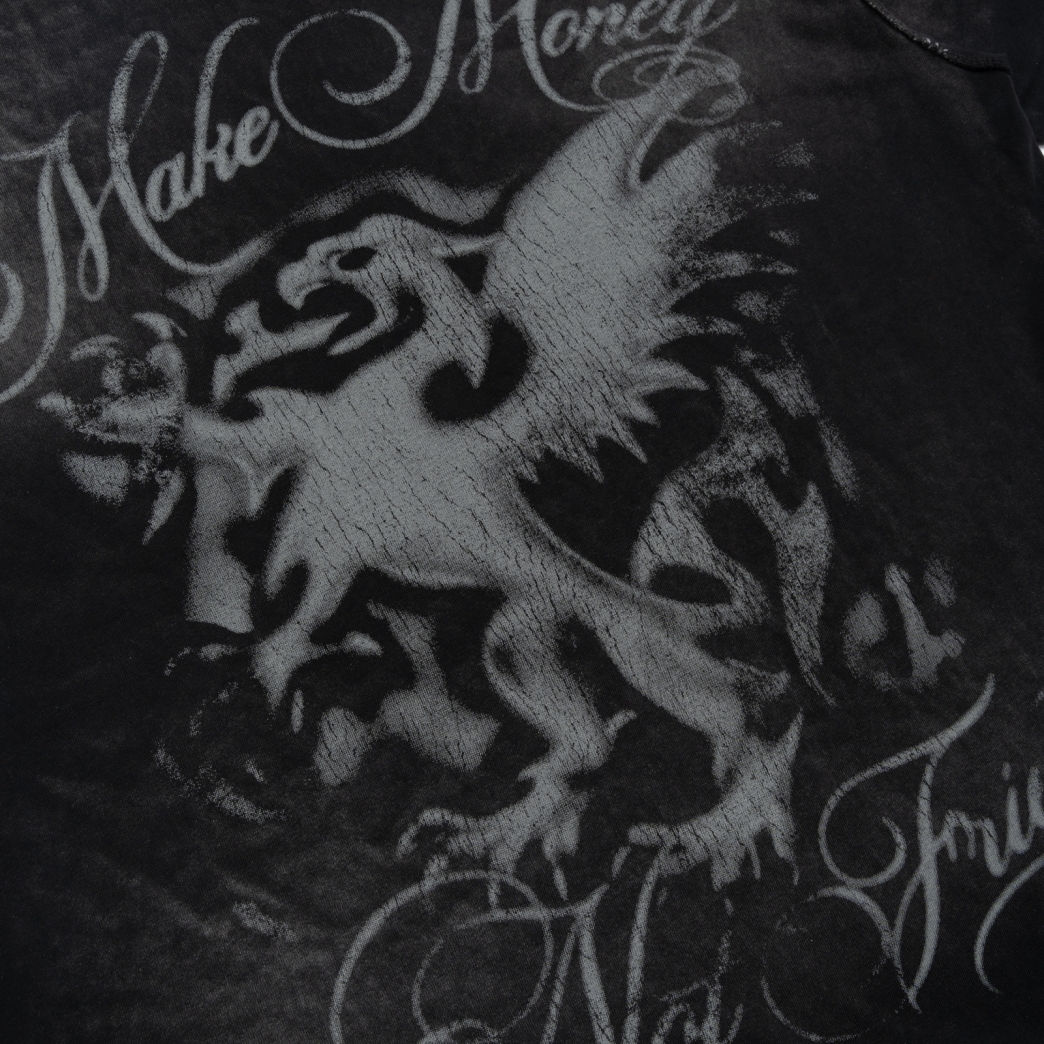 MMNF LION WASHED TEE IN BLACK 