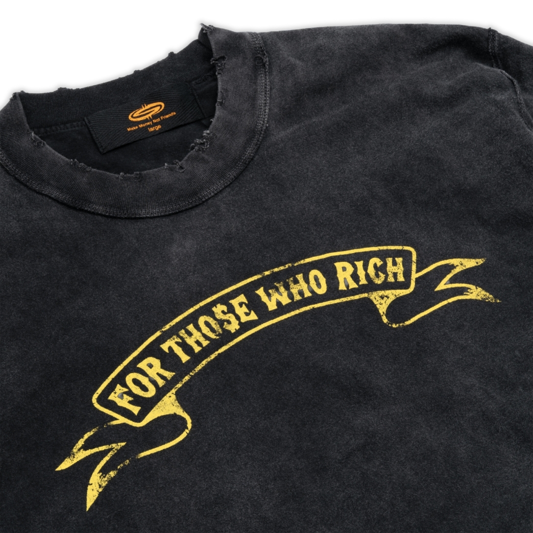 "FOR THOSE WHO RICH" LAYERED LONG SLEEVE WASHED TEE