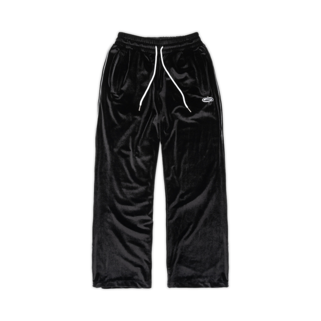 LOGO VELVET PANTS IN BLACK