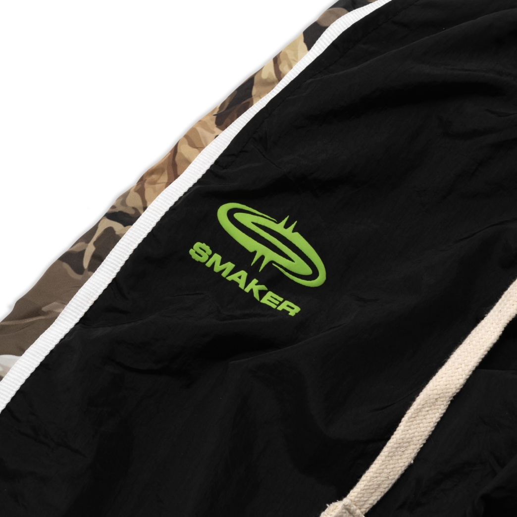 LEAF CAMO TRACK PANTS IN BLACK