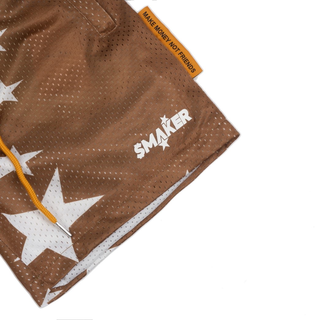 STARS MESH SHORT IN BROWN