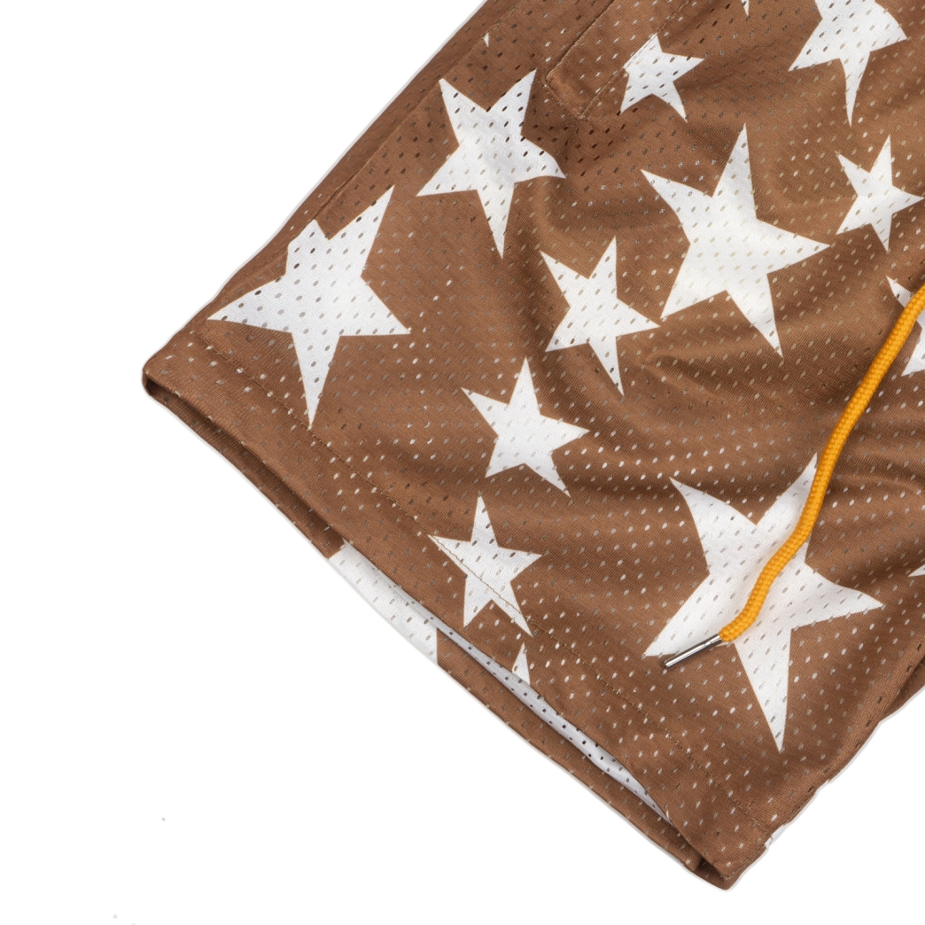 STARS MESH SHORT IN BROWN