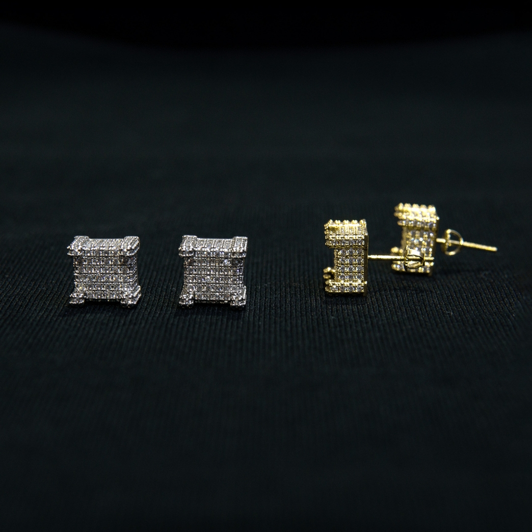 SQUARE ICED OUT EARRINGS