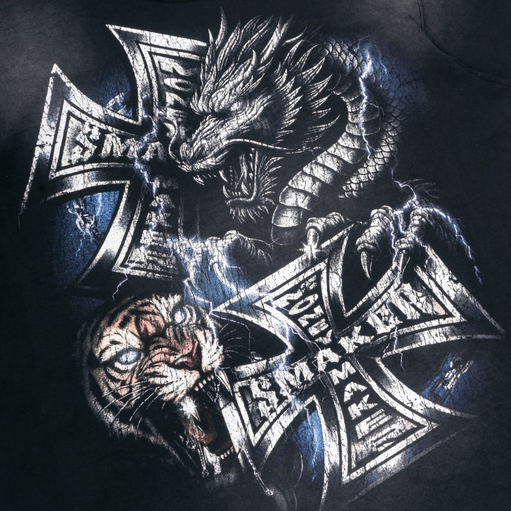DRAGON TIGER WASHED TEE IN BLACK