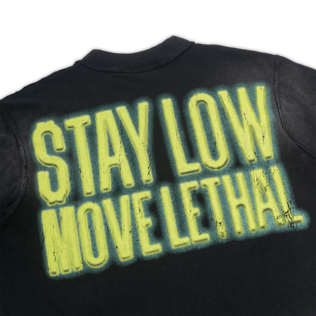 STAY LOW MOVE LETHAL WASHED TEE IN BLACK 