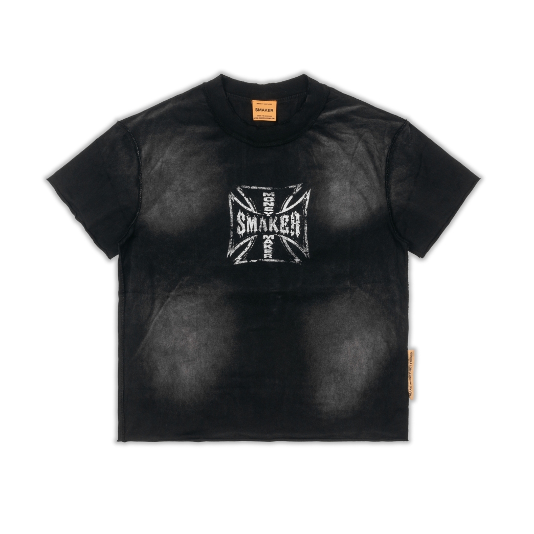 $MAKER EVERYWHERE CROSS WASHED TEE IN BLACK