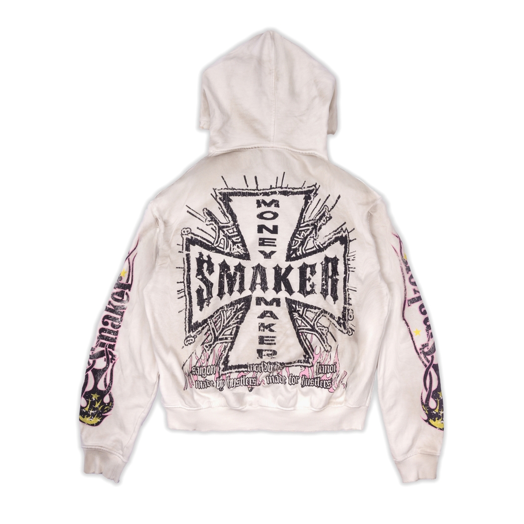 WORLDWIDE WASHED HOODIE IN CREAM