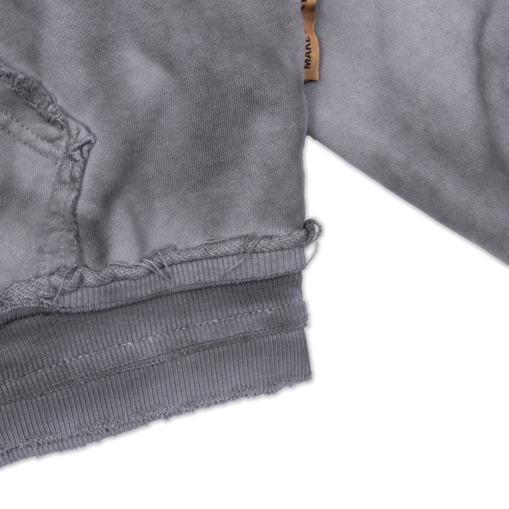 $MAKER4LIFE WASHED DOUBLE HOODS HOODIE IN GREY