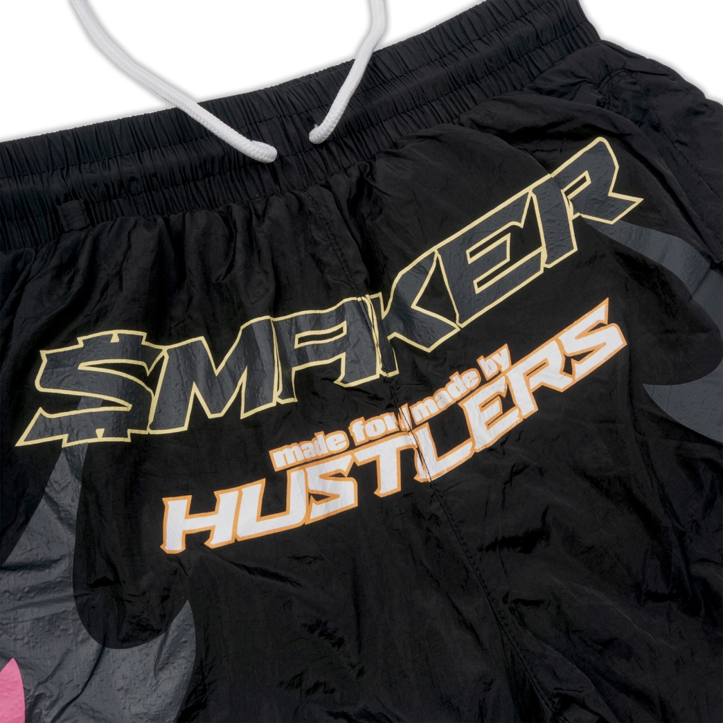 HUSTLERS RACING NYLON SHORT IN BLACK 