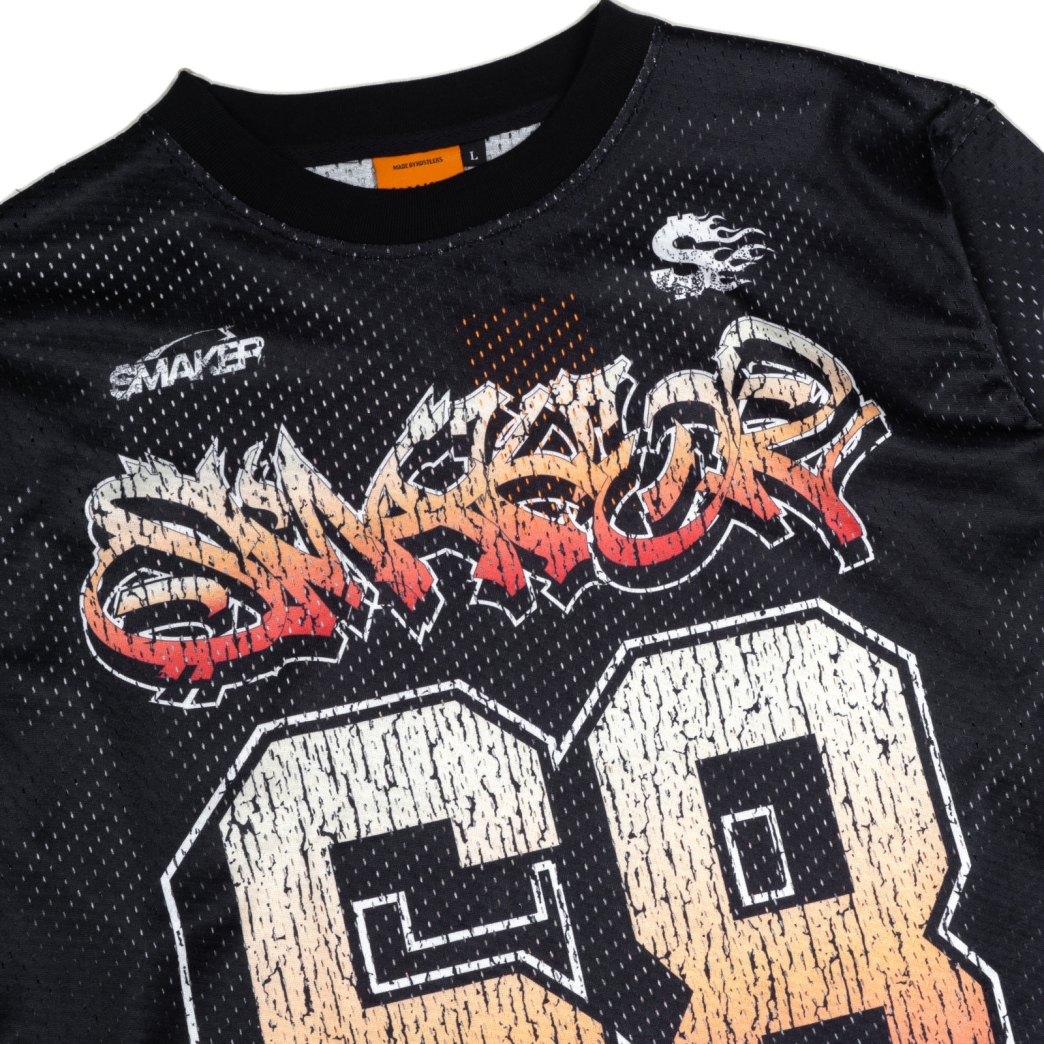 68 MESH LONG SLEEVE TEE IN BLACK