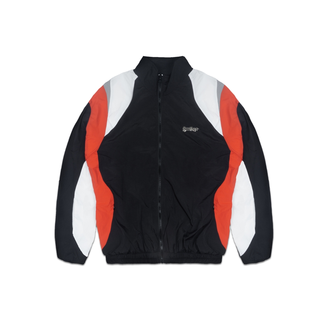 METAL LOGO WINDBREAKER NYLON JACKET IN BLACK