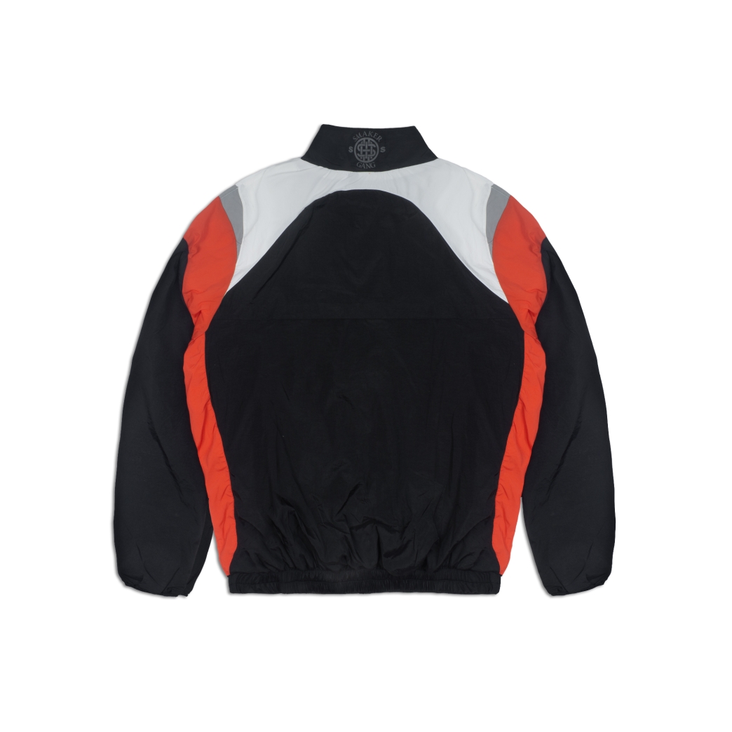 METAL LOGO WINDBREAKER NYLON JACKET IN BLACK